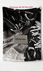 Balenciaga Black Sneaker Print Flannel Throw Blanket BA362